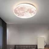 Modern Moon Round Dimmable LED Flush Mount Ceiling Lamp Image - 8