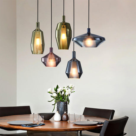 Modern Multi Color Geometric Glass Pendant Lights Image - 1