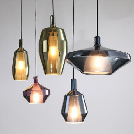 Modern Multi Color Geometric Glass Pendant Lights Image - 2