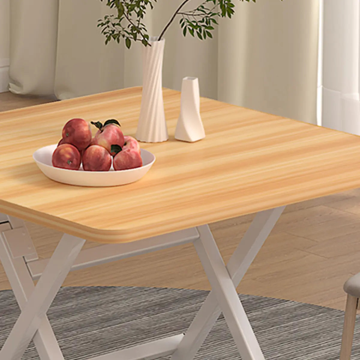 Modern Multi Color Square Foldable Wood Kitchen Dining Table Image - 11