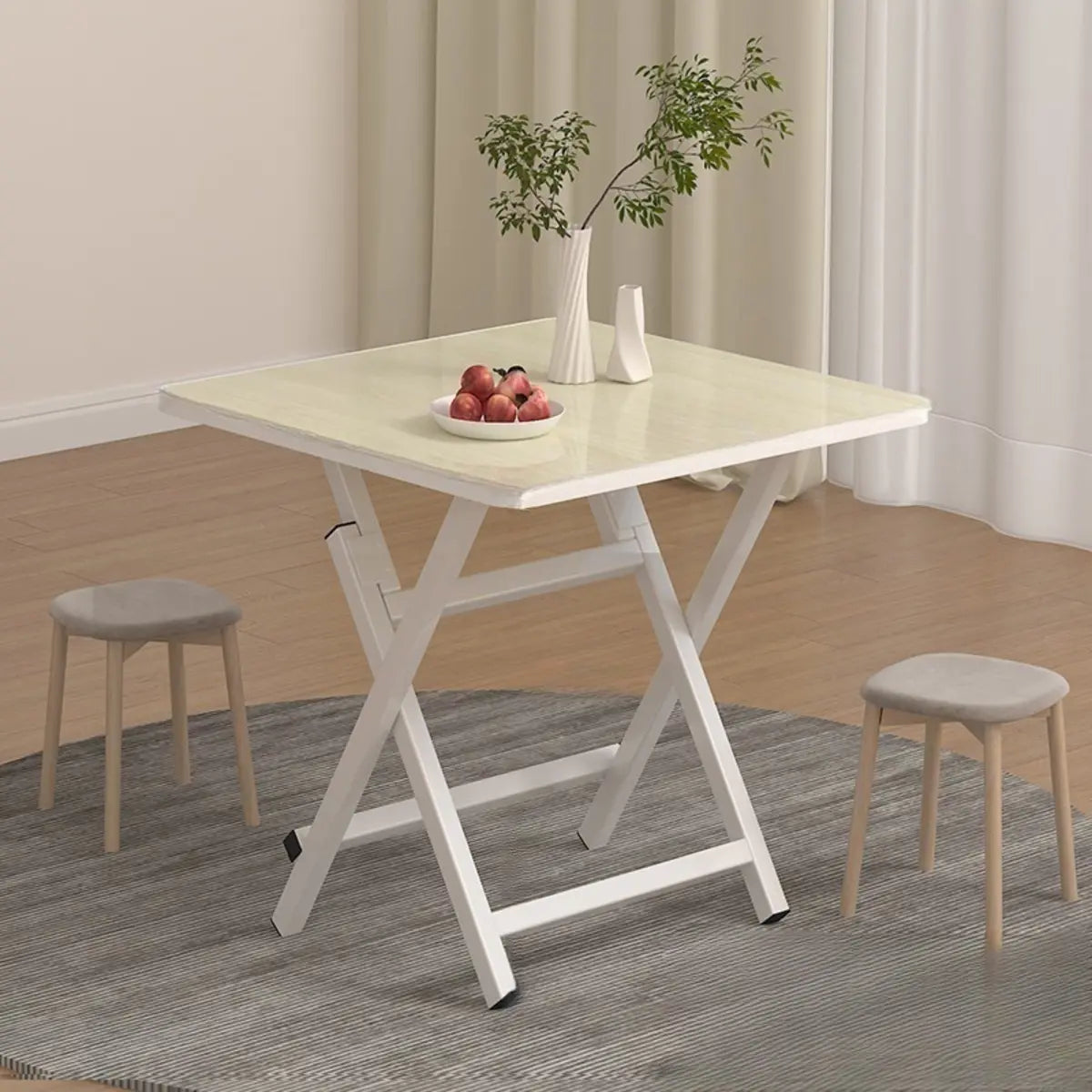 Modern Multi Color Square Foldable Wood Kitchen Dining Table Image - 14