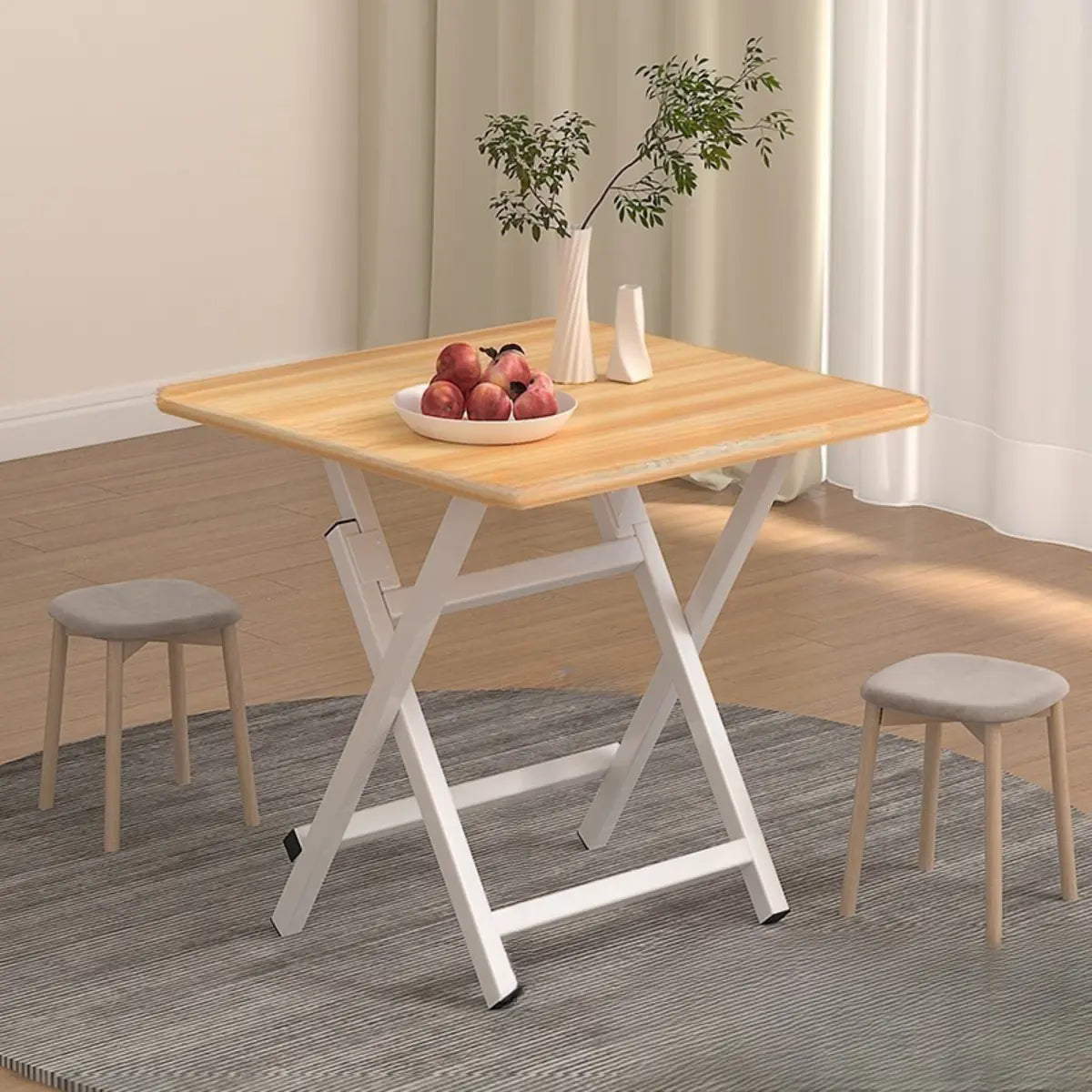 Modern Multi Color Square Foldable Wood Kitchen Dining Table Image - 15