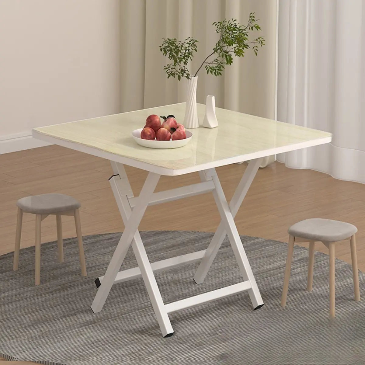 Modern Multi Color Square Foldable Wood Kitchen Dining Table Image - 3