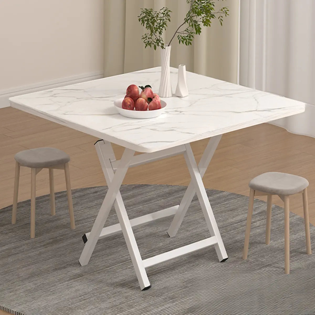 Modern Multi Color Square Foldable Wood Kitchen Dining Table Image - 5