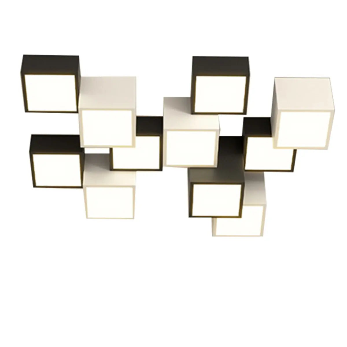 Black White Multi-Cube LED Flush Mount Ceiling Light Image - 10