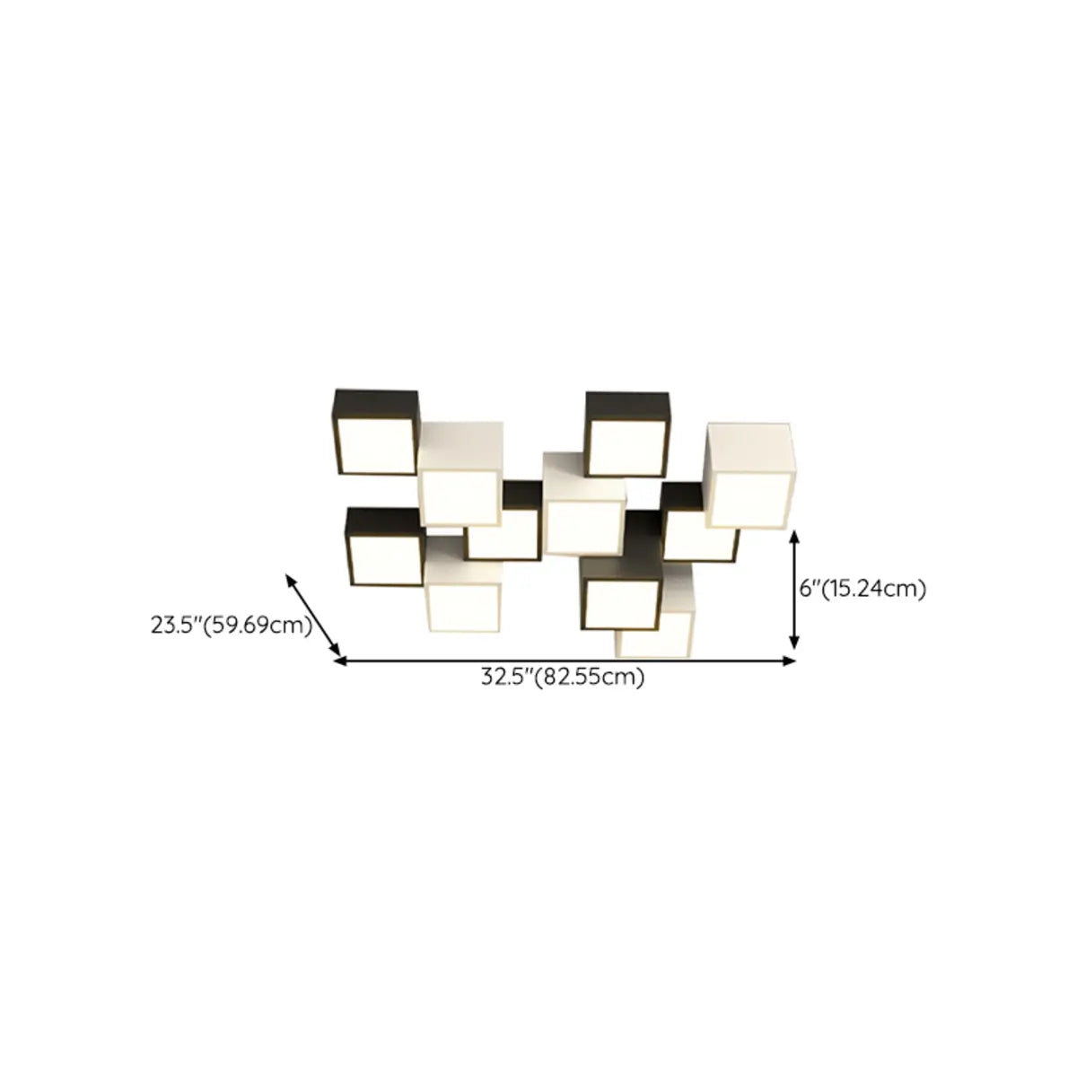 Black White Multi-Cube LED Flush Mount Ceiling Light 