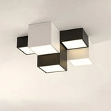 Black White Multi-Cube LED Flush Mount Ceiling Light Image - 3