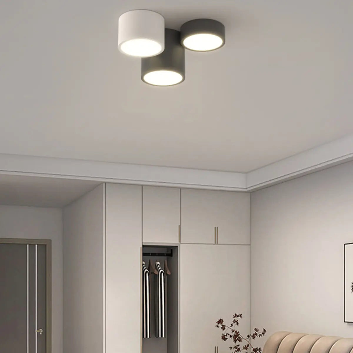 Black White Multi-Cube LED Flush Mount Ceiling Light Image - 4