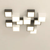 Black White Multi-Cube LED Flush Mount Ceiling Light Image - 5