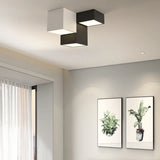 Black White Multi-Cube LED Flush Mount Ceiling Light Image - 6