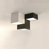 Black White Multi-Cube LED Flush Mount Ceiling Light Image - 7