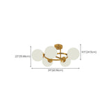 Modern Multi Globe Gold Semi-Flush Mount Light 9-Light #size