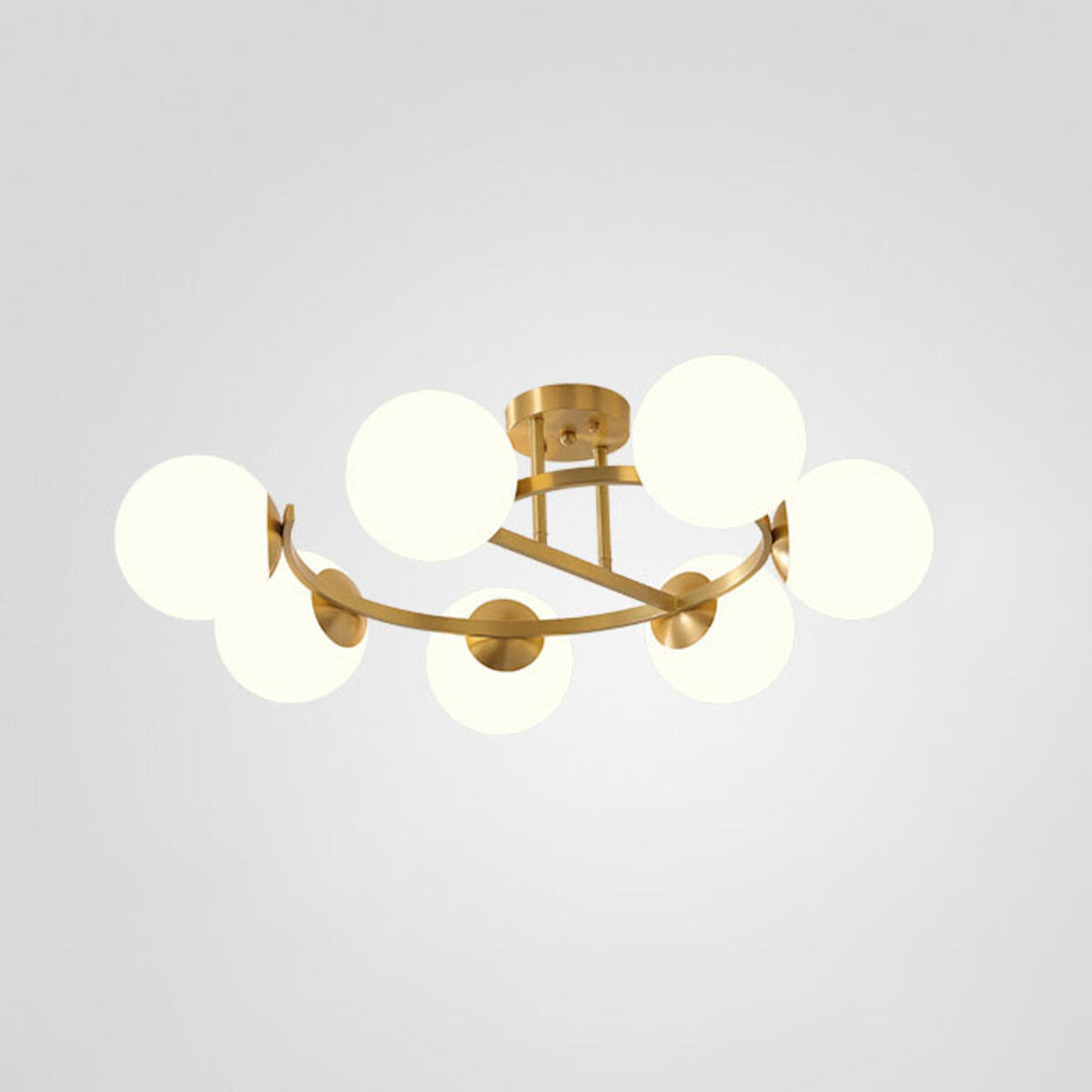 Modern Multi Globe Gold Semi-Flush Mount Light 9-Light Image - 6