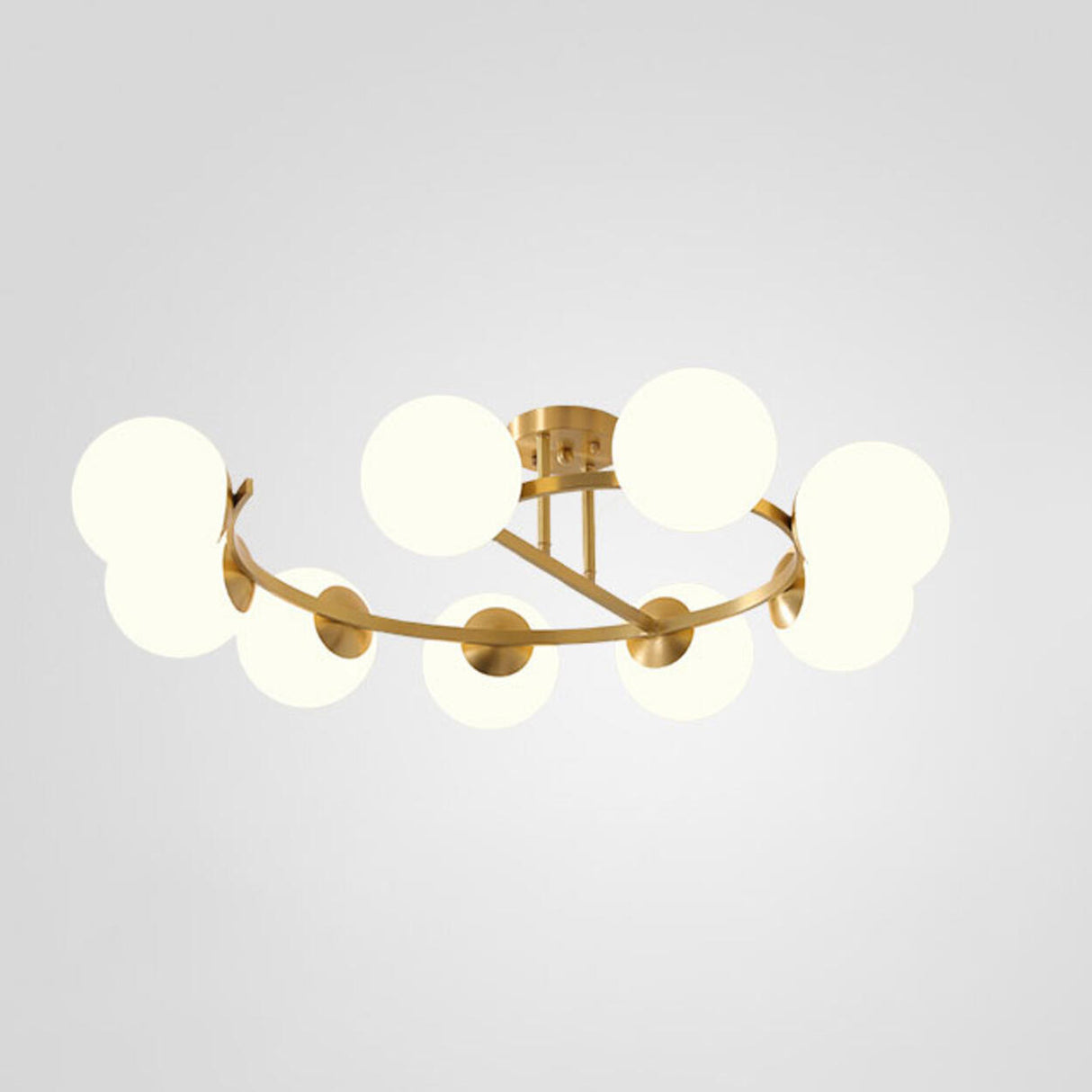 Modern Multi Globe Gold Semi-Flush Mount Light 9-Light Image - 7