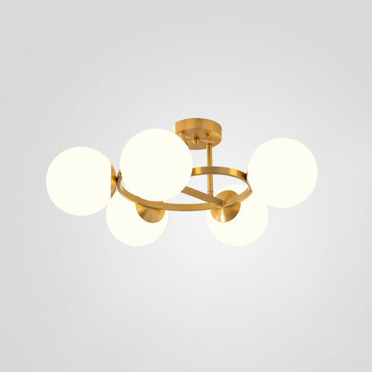 Modern Multi Globe Gold Semi-Flush Mount Light 9-Light Image - 8