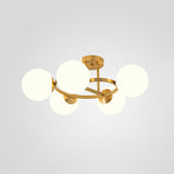 Modern Multi Globe Gold Semi-Flush Mount Light 9-Light Image - 8