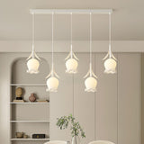 Modern Multi Light Flower White Glass Pendant Light Image - 1