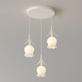 Modern Multi Light Flower White Glass Pendant Light Image - 10