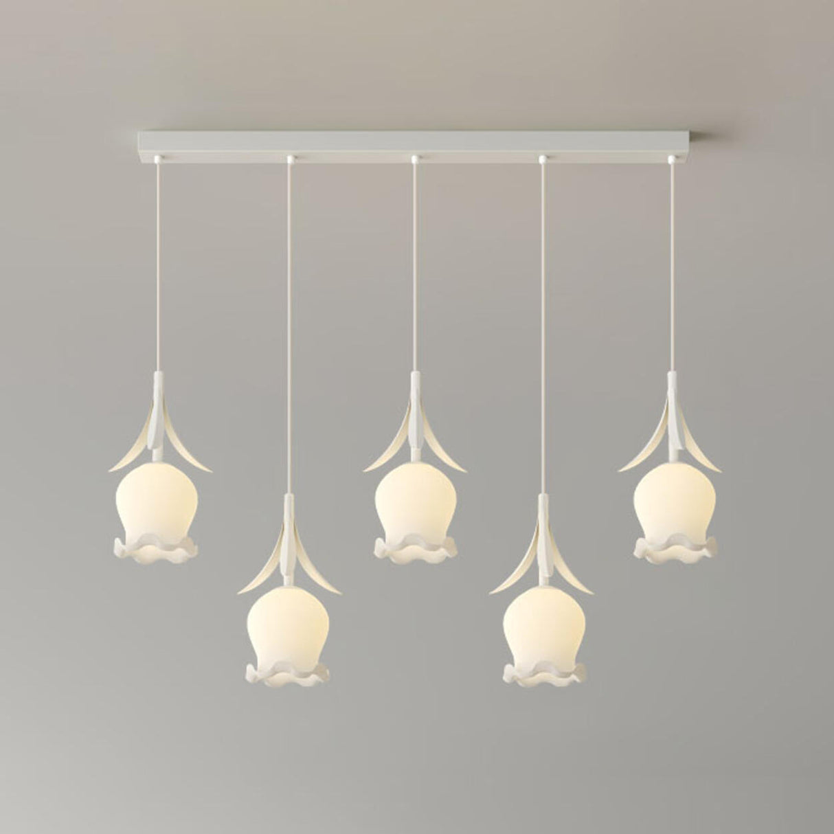 Modern Multi Light Flower White Glass Pendant Light Image - 12