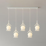 Modern Multi Light Flower White Glass Pendant Light Image - 12