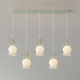 Modern Multi Light Flower White Glass Pendant Light Image - 13