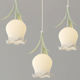 Modern Multi Light Flower White Glass Pendant Light Image - 16