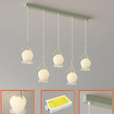 Modern Multi Light Flower White Glass Pendant Light Image - 19