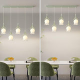 Modern Multi Light Flower White Glass Pendant Light Image - 20