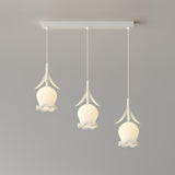 Modern Multi Light Flower White Glass Pendant Light Image - 8