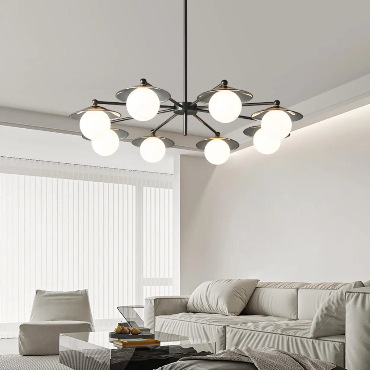 Modern Multi-Light Globe Round Chandelier for Living Room Image - 1