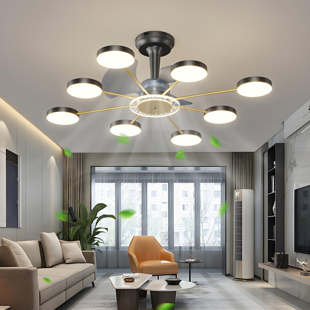 Modern Multi-Light Starburst LED Ceiling Fan Lights Image - 1