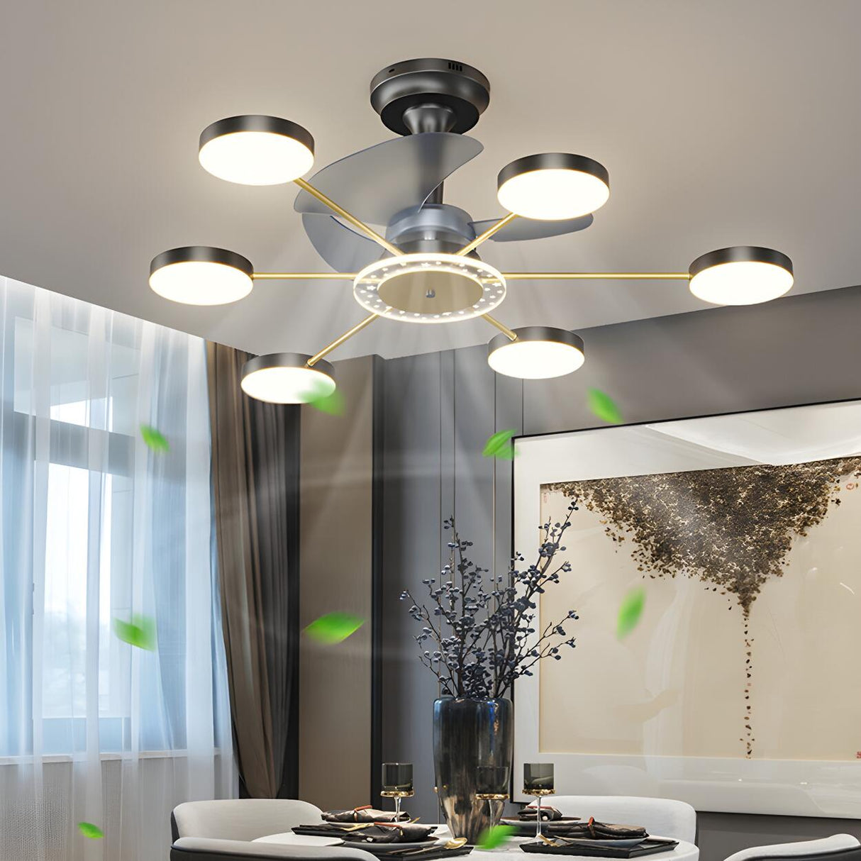 Modern Multi-Light Starburst LED Ceiling Fan Lights Image - 13