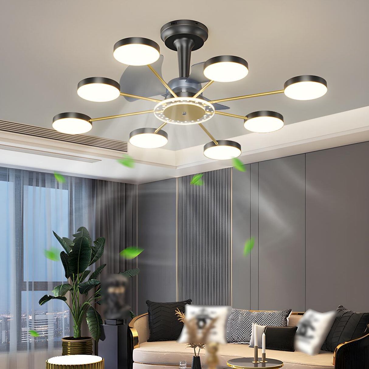 Modern Multi-Light Starburst LED Ceiling Fan Lights Image - 14