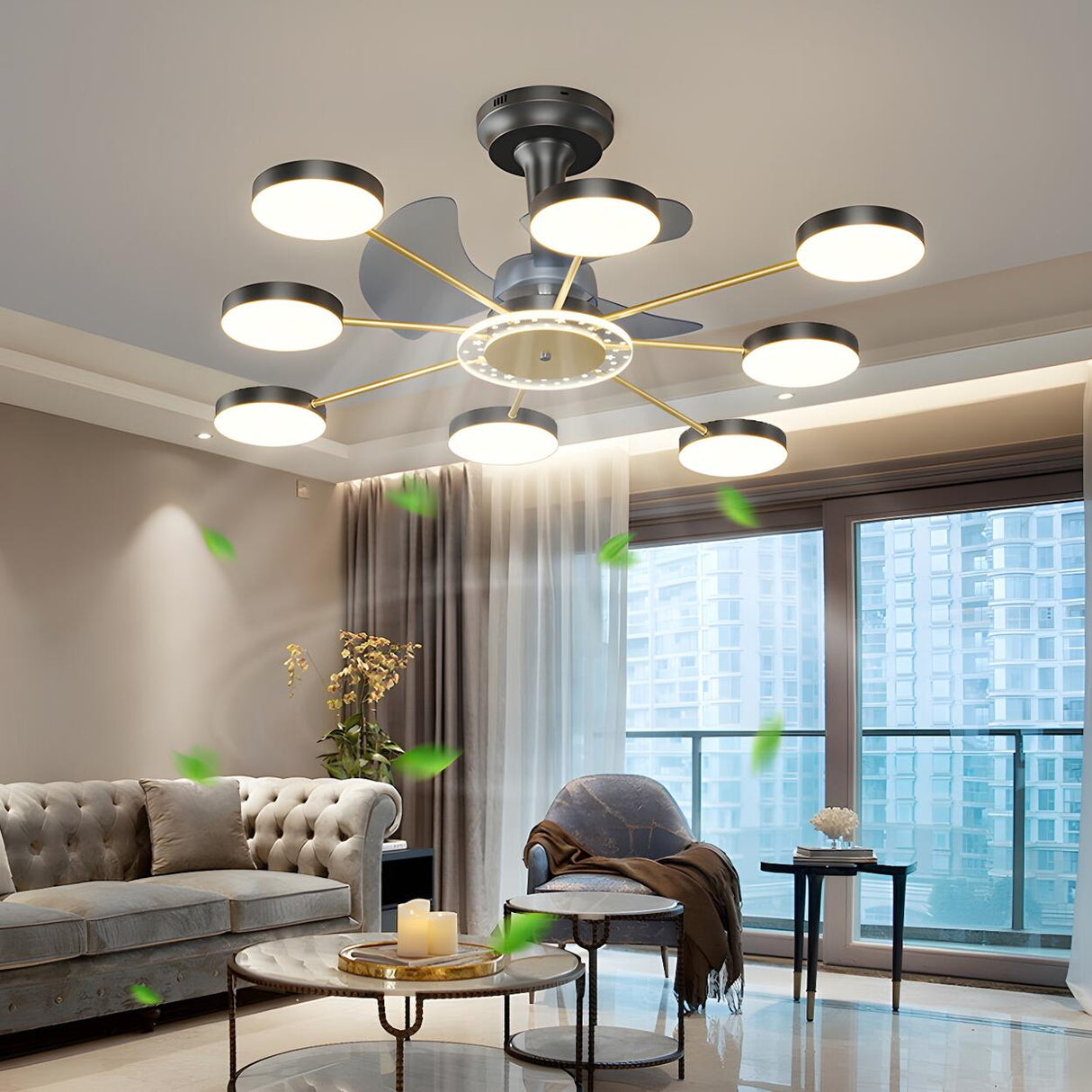 Modern Multi-Light Starburst LED Ceiling Fan Lights Image - 3