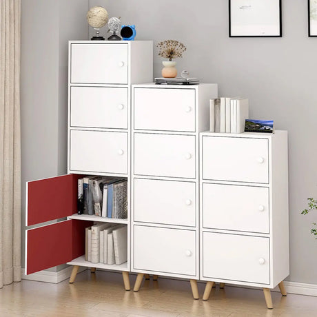 Modern Multi-Purpose Rectangular White Narrow Bookcase Image - 1