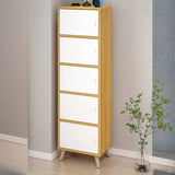 Modern Multi-Purpose Rectangular White Narrow Bookcase Image - 11