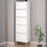 Modern Multi-Purpose Rectangular White Narrow Bookcase Image - 12