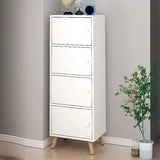 Modern Multi-Purpose Rectangular White Narrow Bookcase Image - 14