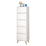 Modern Multi-Purpose Rectangular White Narrow Bookcase Image - 5