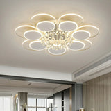 Modern Multi-Round Crystal Chain Semi-Flush Mount Light Image - 1