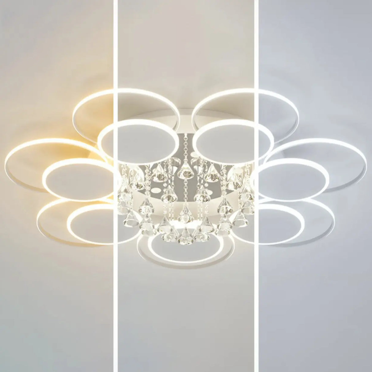 Modern Multi-Round Crystal Chain Semi-Flush Mount Light Image - 10