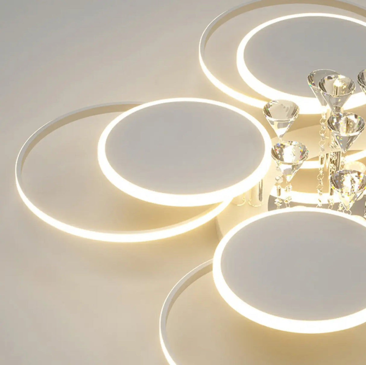 Modern Multi-Round Crystal Chain Semi-Flush Mount Light Image - 13