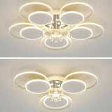 Modern Multi-Round Crystal Chain Semi-Flush Mount Light Image - 16