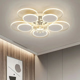 Modern Multi-Round Crystal Chain Semi-Flush Mount Light Image - 19