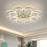 Modern Multi-Round Crystal Chain Semi-Flush Mount Light Image - 3