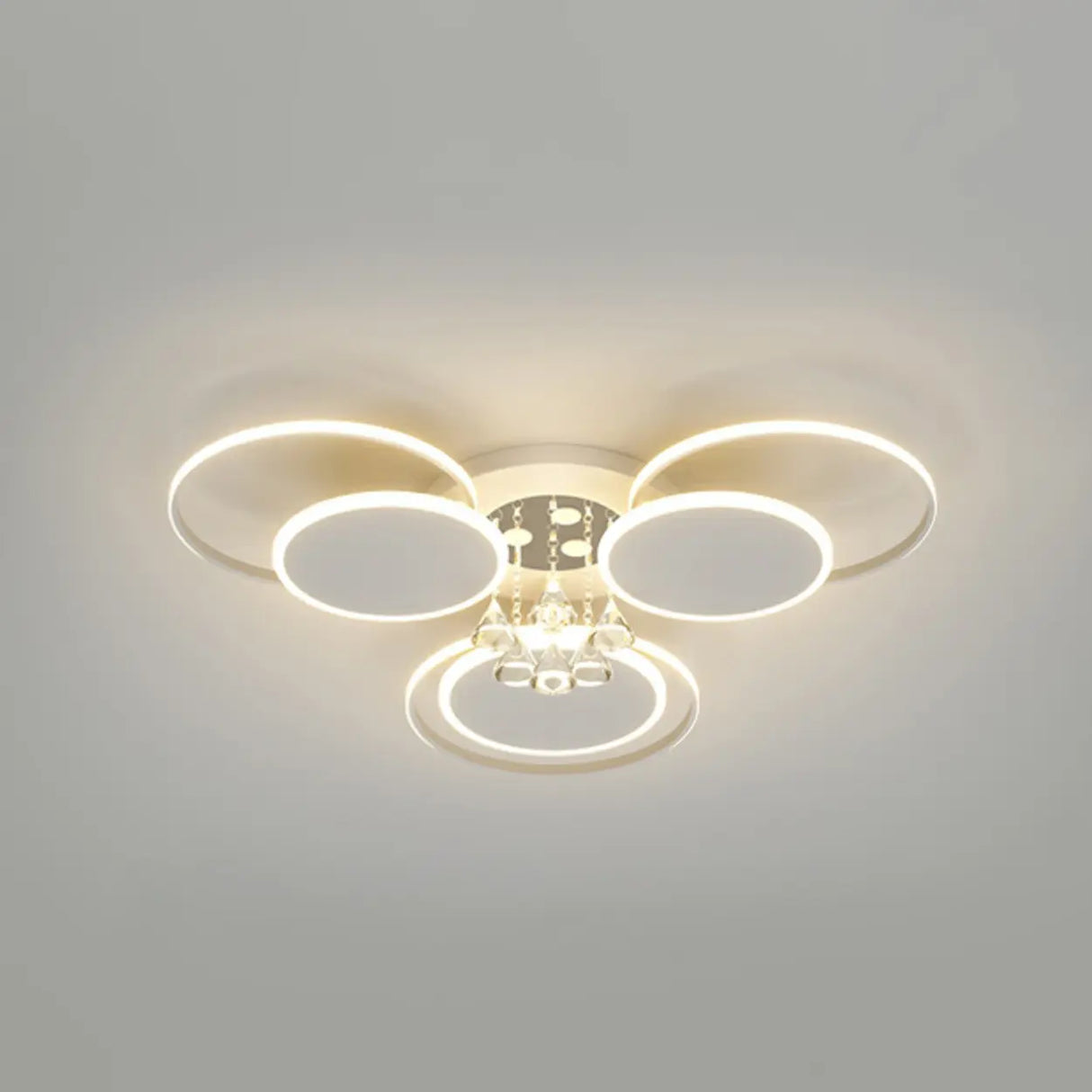 Modern Multi-Round Crystal Chain Semi-Flush Mount Light Image - 6