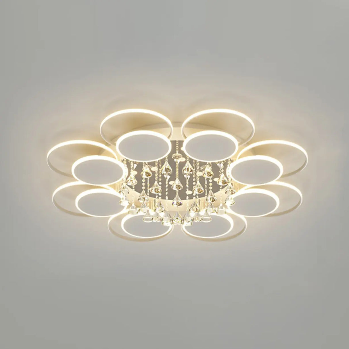 Modern Multi-Round Crystal Chain Semi-Flush Mount Light Image - 8