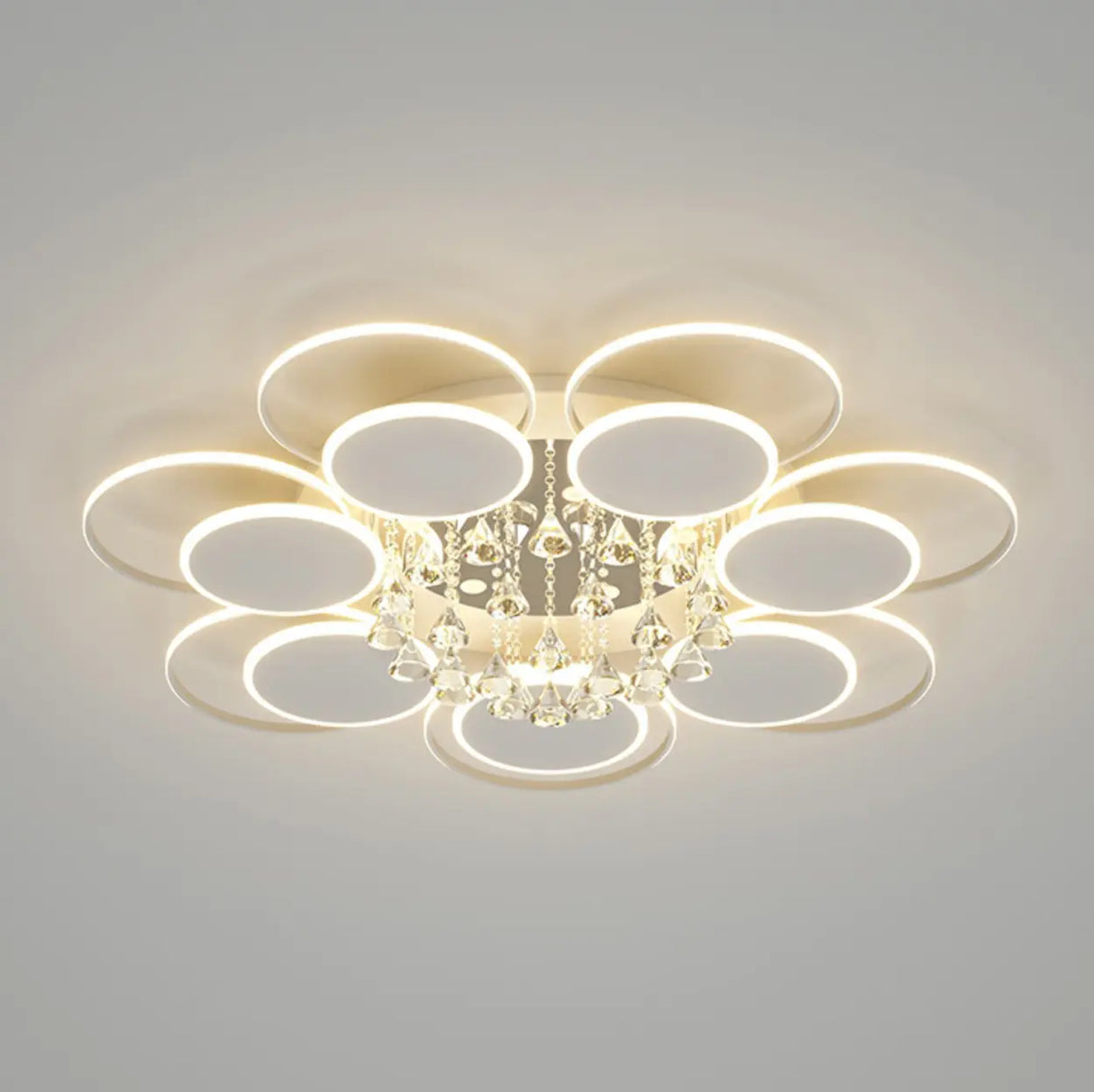 Modern Multi-Round Crystal Chain Semi-Flush Mount Light Image - 9