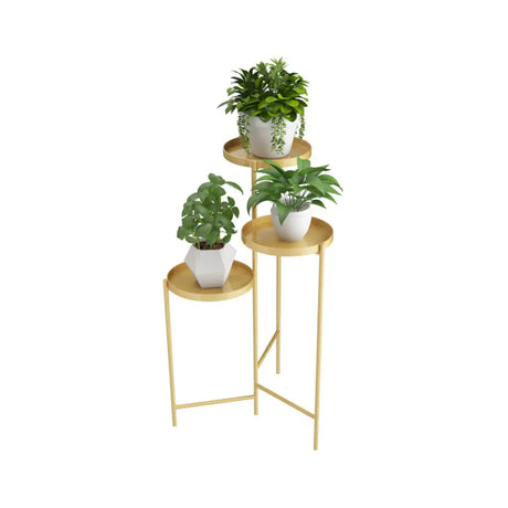 Modern Multi-Tier Orbicular Metal Indoor Gold Plant Stand Image - 2