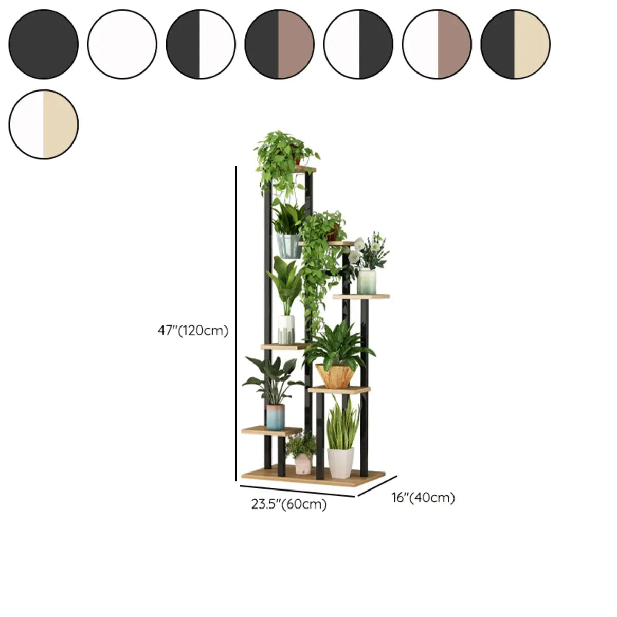 Modern Multi-Tier Wood Floor Display Plant Stand Black 